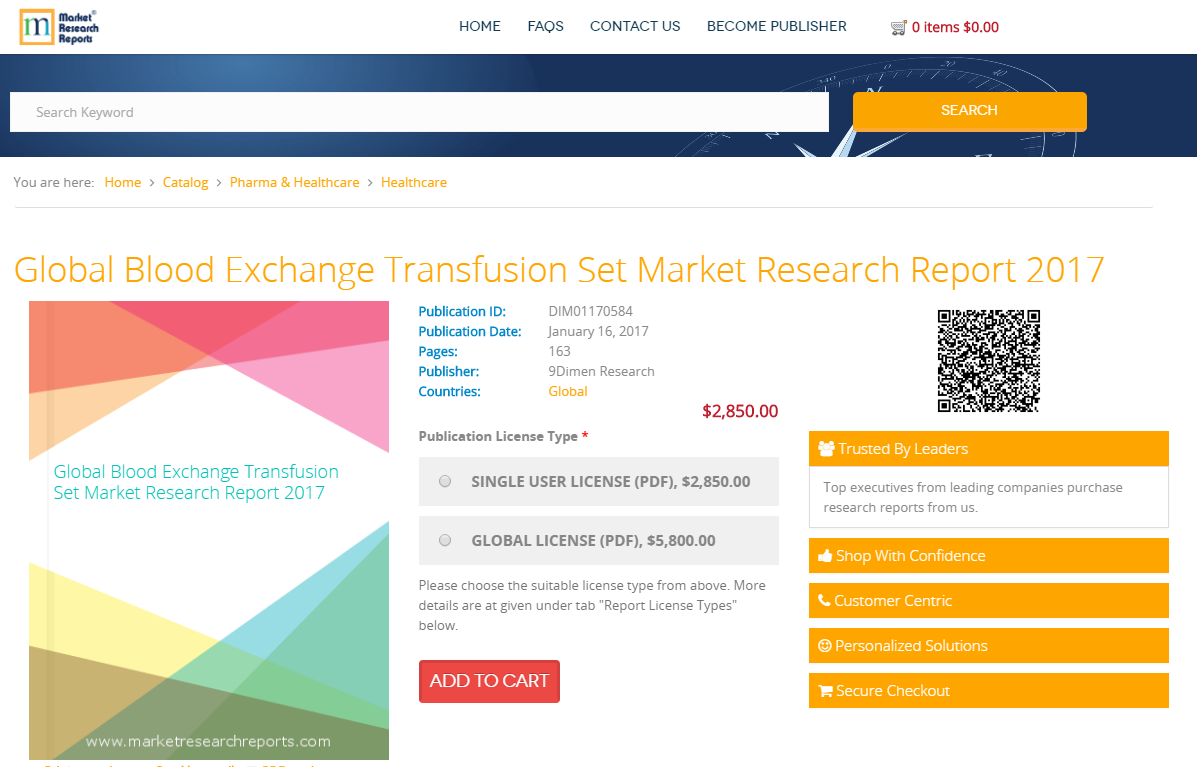 Global Blood Exchange Transfusion Set Market Research Report'