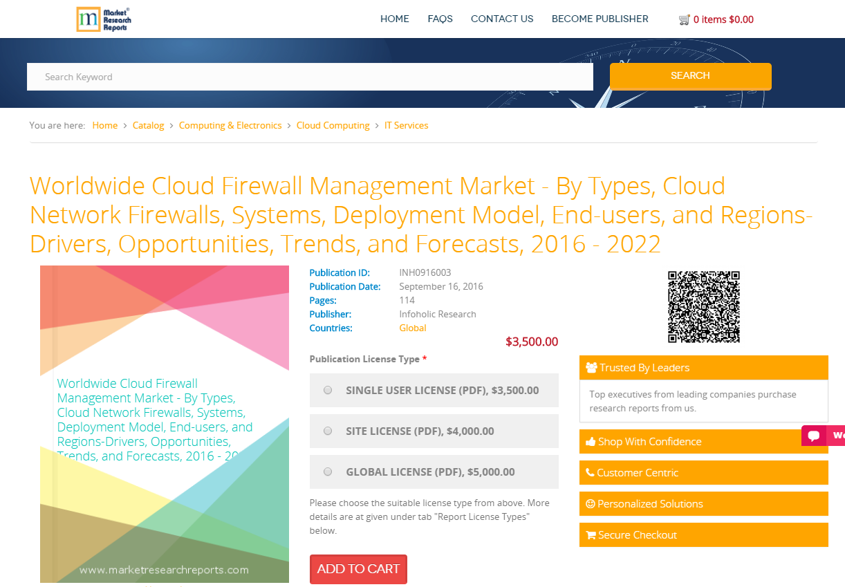 Worldwide Cloud Firewall Management Market 2016-2022