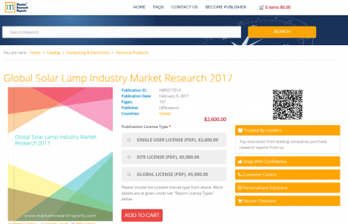 Global Solar Lamp Industry Market Research 2017'