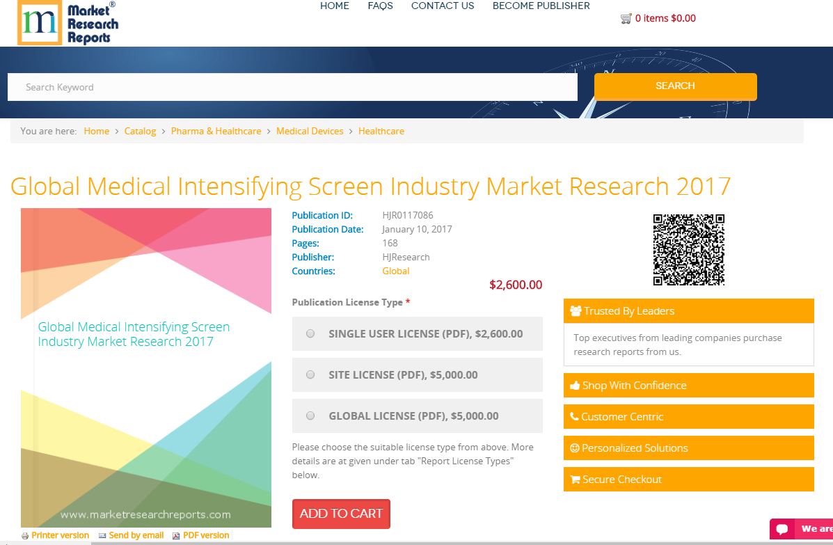 Global Medical Intensifying Screen Industry Market Research