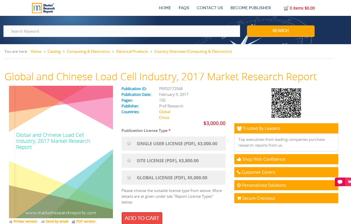 Global and Chinese Load Cell Industry, 2017 Market Research