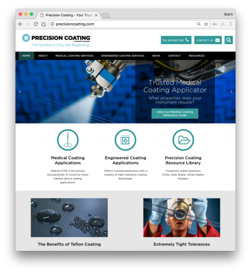 Precision Coating Launches New Website'