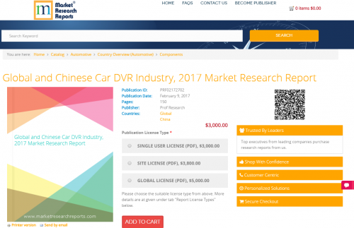 Global and Chinese Car DVR Industry, 2017'