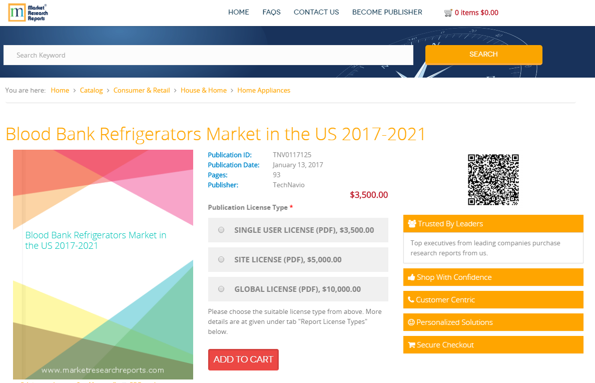Blood Bank Refrigerators Market in the US 2017 - 2021