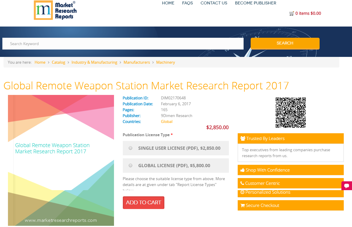 Global Remote Weapon Station Market Research Report 2017