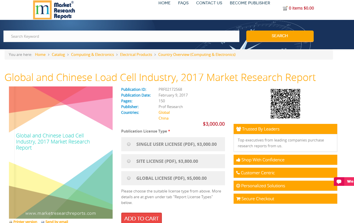 Global and Chinese Load Cell Industry, 2017 Market Research'