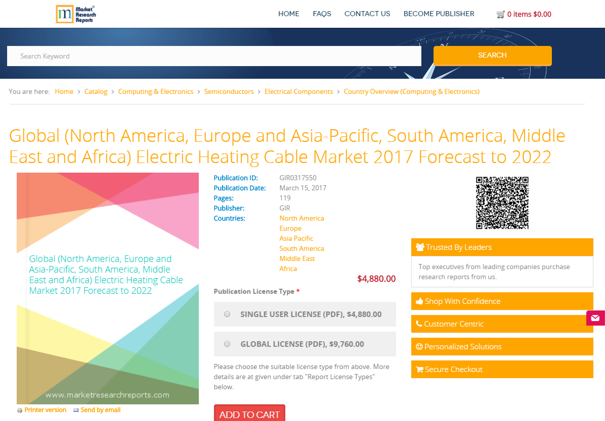 Global Electric Heating Cable Market 2017 Forecast to 2022