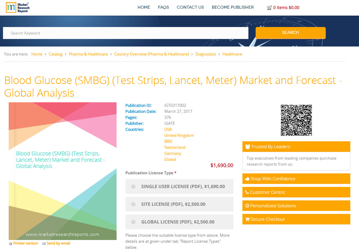 Blood Glucose (SMBG) (Test Strips, Lancet, Meter) Market'