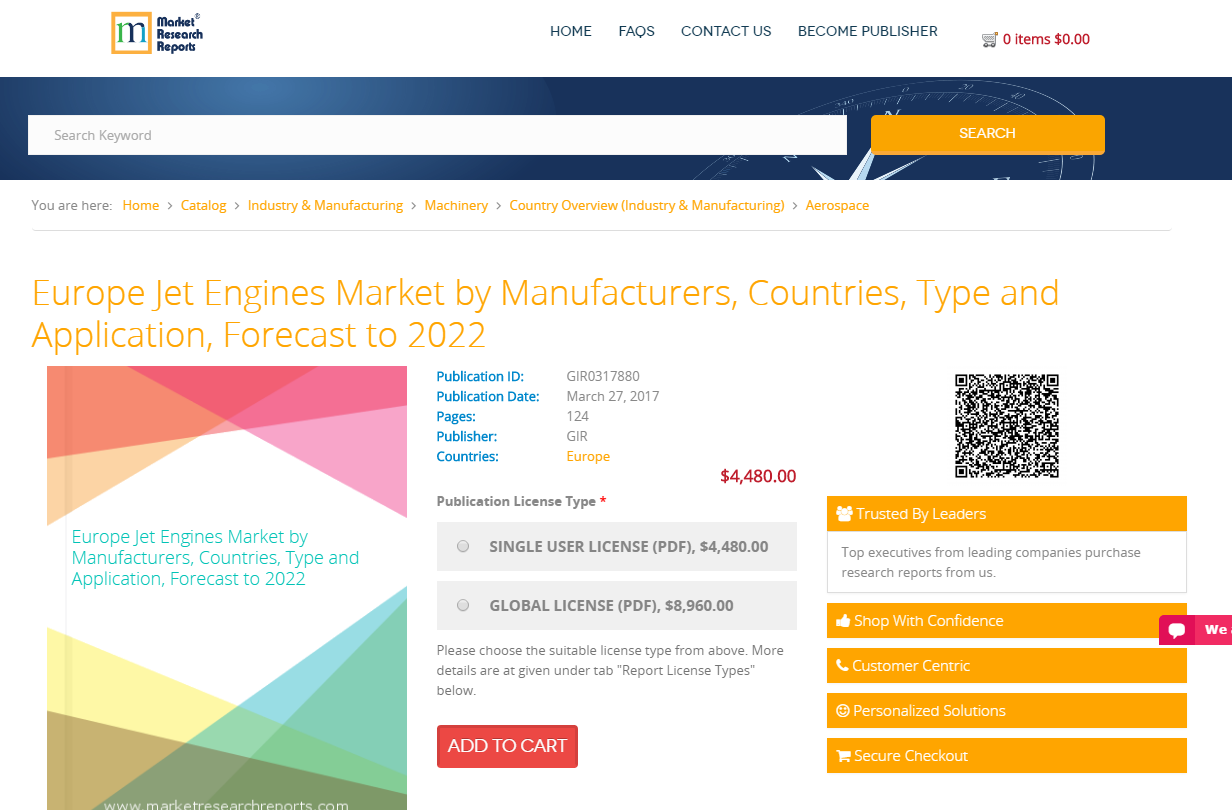 Europe Jet Engines Market by Manufacturers, Countries 2022'