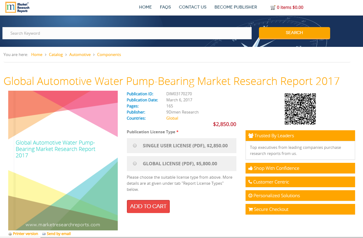 Global Automotive Water Pump-Bearing Market Research Report'