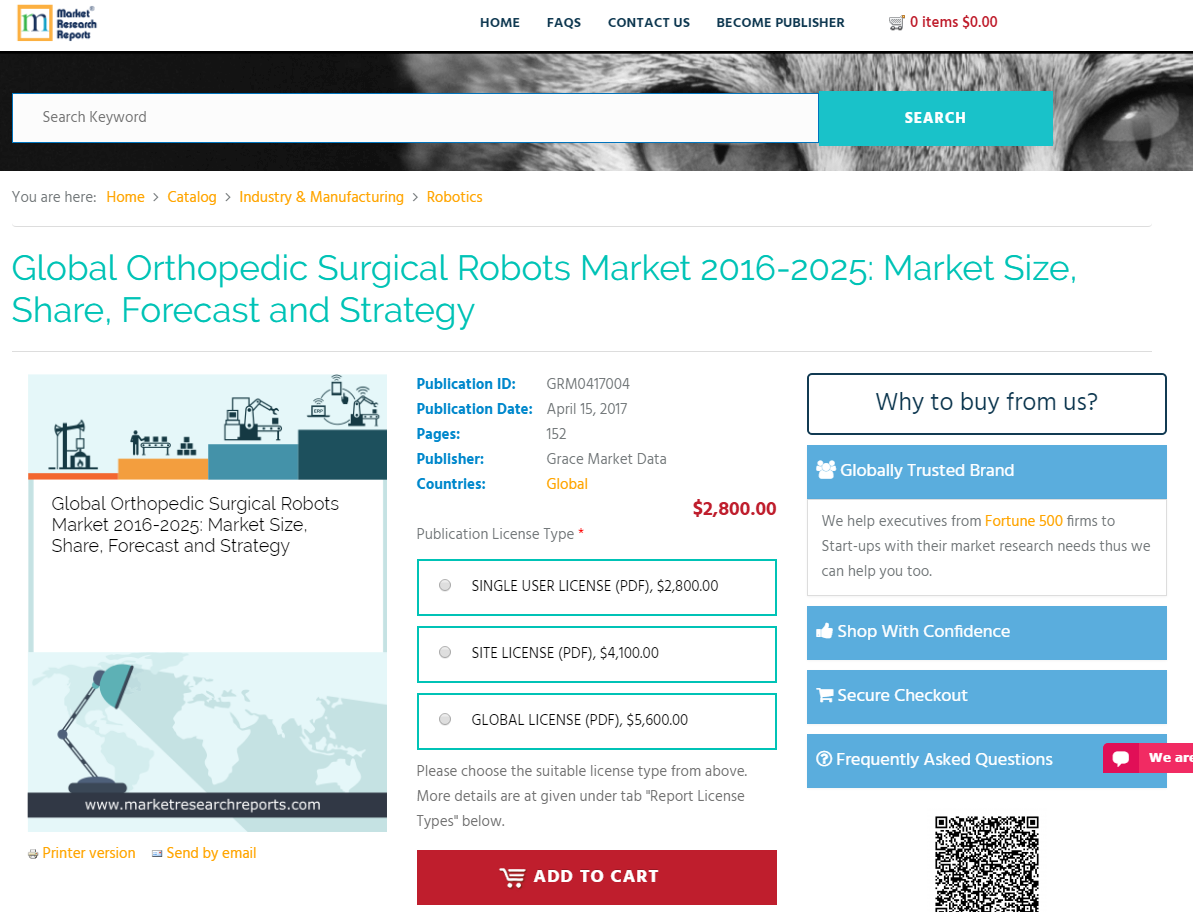 Global Orthopedic Surgical Robots Market 2016-2025: Market