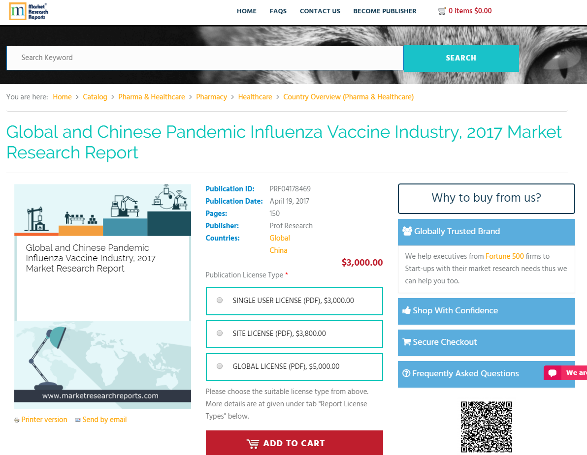 Global and Chinese Pandemic Influenza Vaccine Industry, 2017