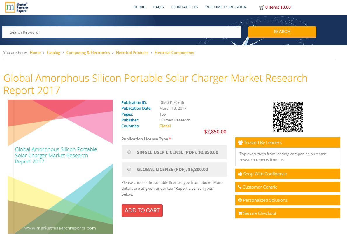Global Amorphous Silicon Portable Solar Charger Market 2017