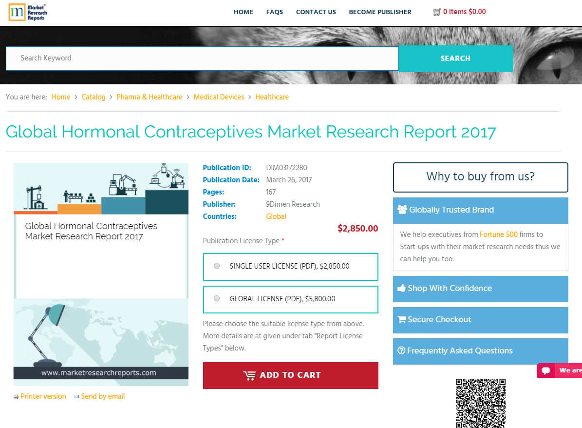 Global Hormonal Contraceptives Market Research Report 2017'