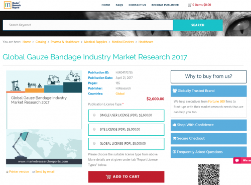Global Gauze Bandage Industry Market Research 2017'