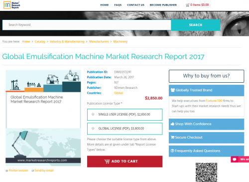 Global Emulsification Machine Market Research Report 2017'
