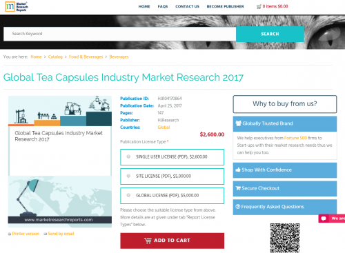 Global Tea Capsules Industry Market Research 2017'