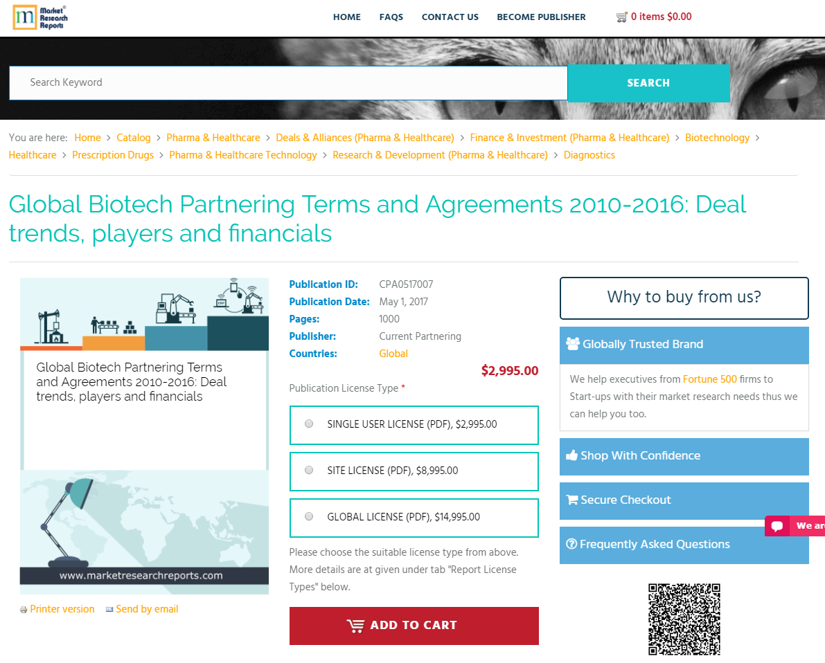 Global Biotech Partnering Terms and Agreements 2010-2016'