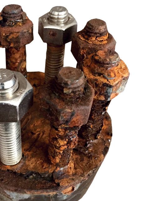 Corroded steel fasteners