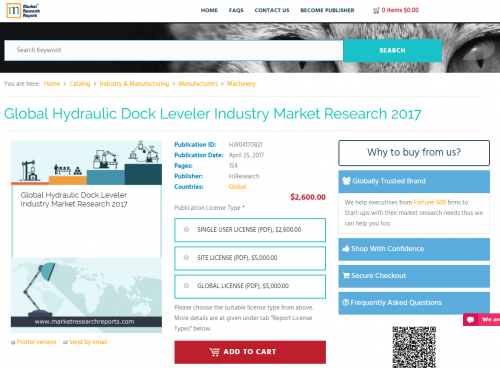 Global Hydraulic Dock Leveler Industry Market Research 2017'