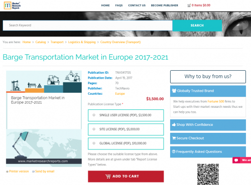 Barge Transportation Market in Europe 2017 - 2021'