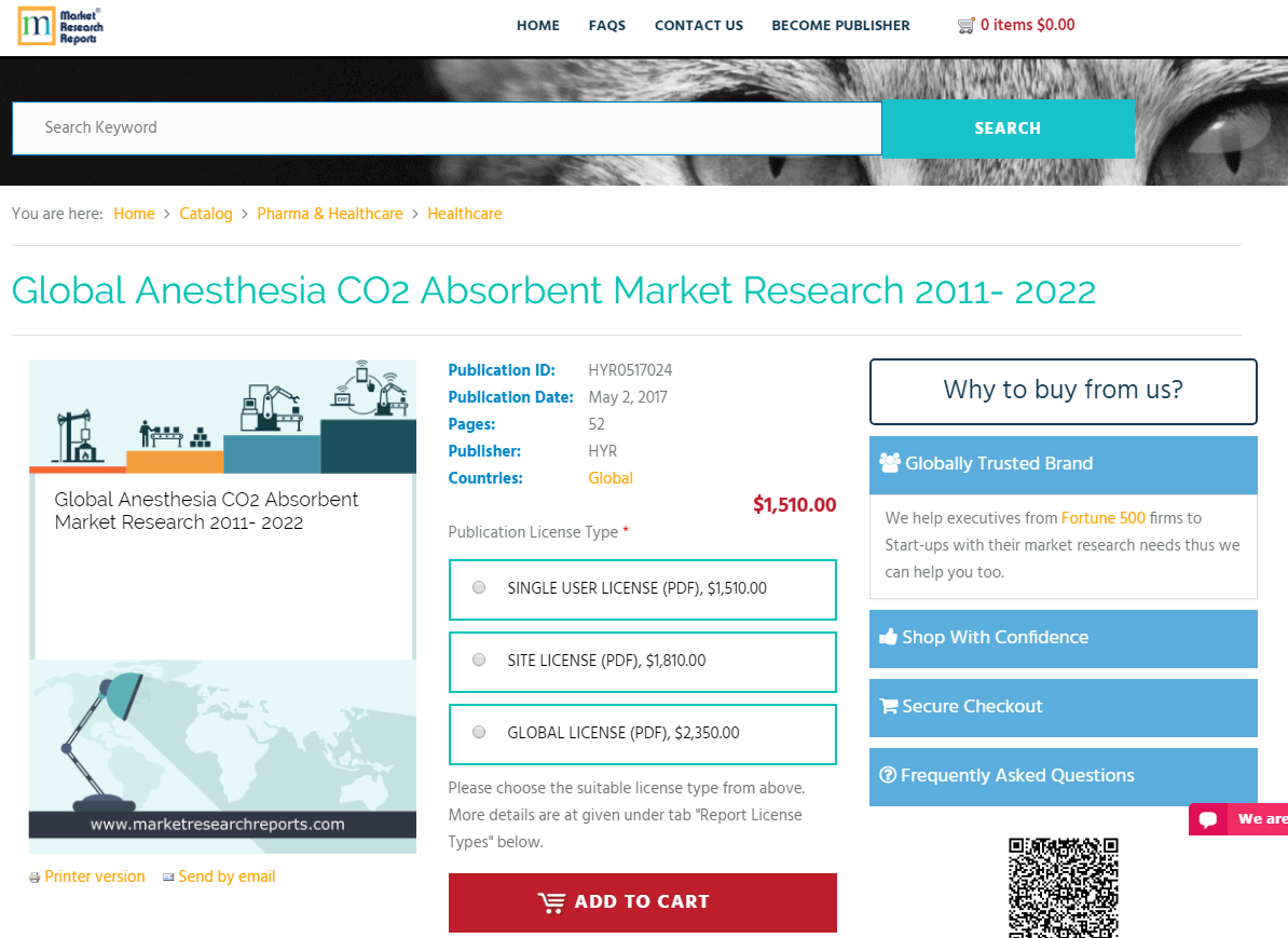 Global Anesthesia CO2 Absorbent Market Research 2011 - 2022