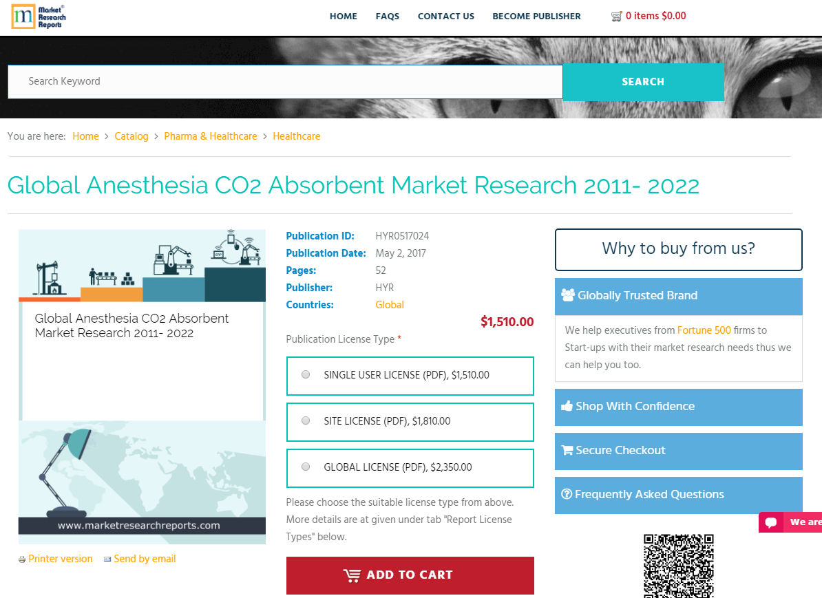 Global Anesthesia CO2 Absorbent Market Research 2011 - 2022'