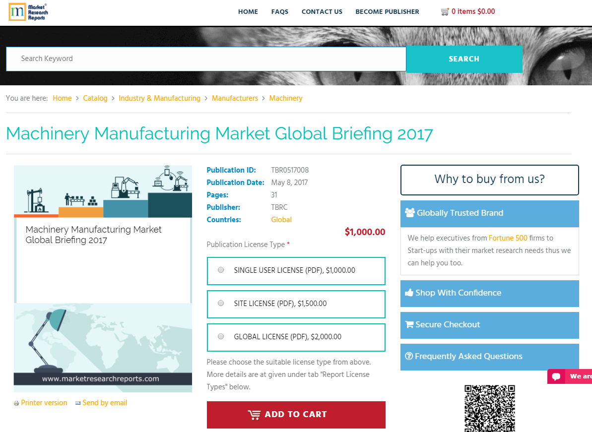 Machinery Manufacturing Market Global Briefing 2017