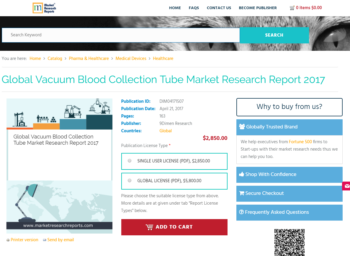 Global Vacuum Blood Collection Tube Market Research Report