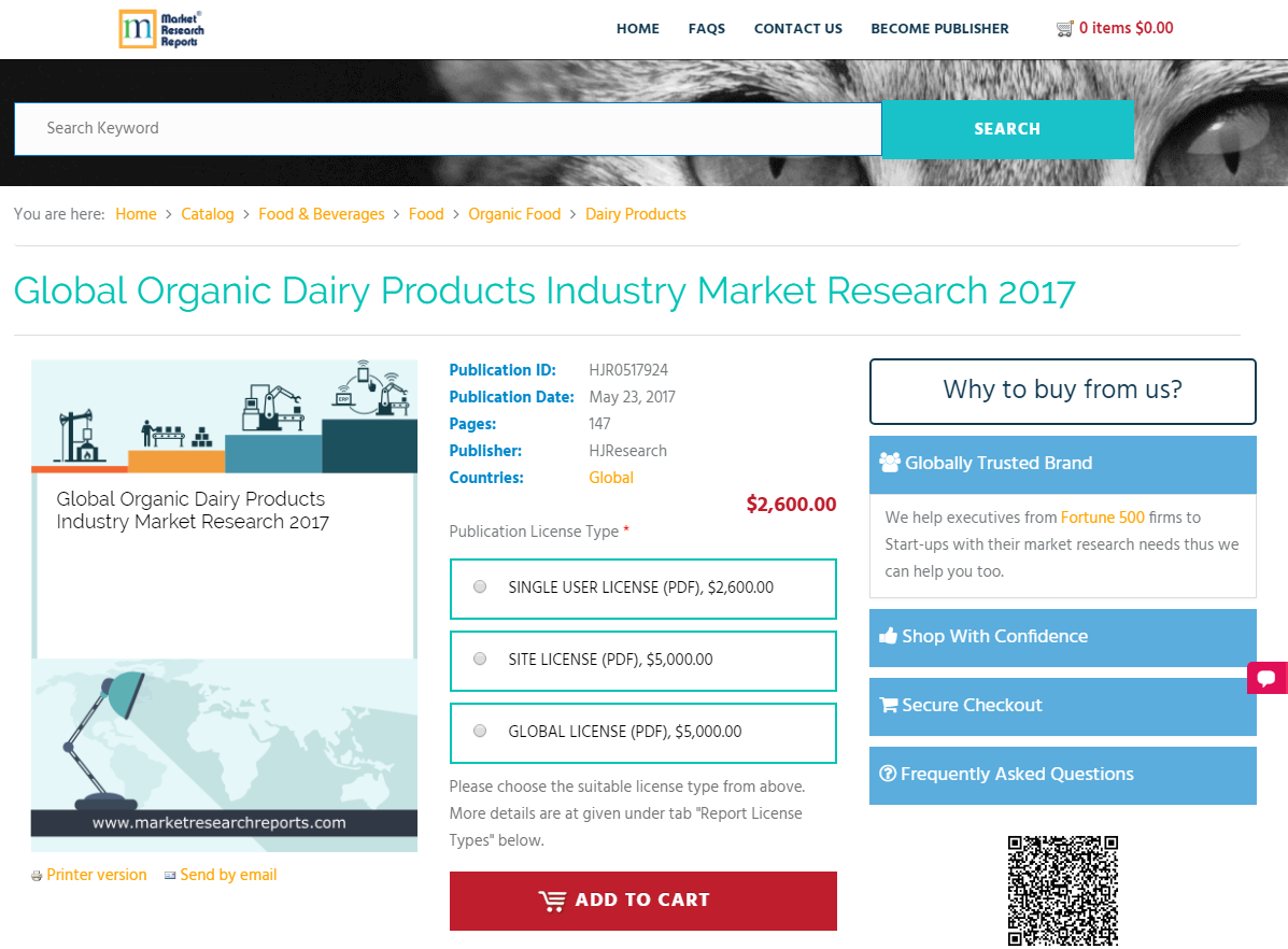 Global Organic Dairy Products Industry Market Research 2017'