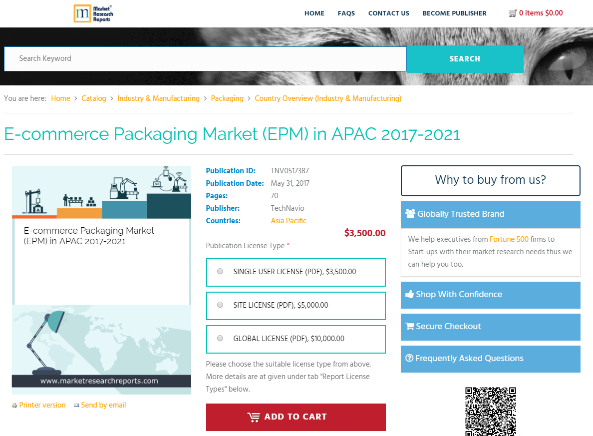 E-commerce Packaging Market (EPM) in APAC 2017 - 2021