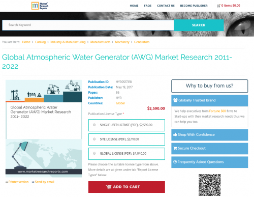 Global Atmospheric Water Generator (AWG) Market Research'