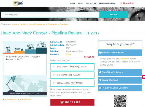 Head And Neck Cancer - Pipeline Review, H1 2017'