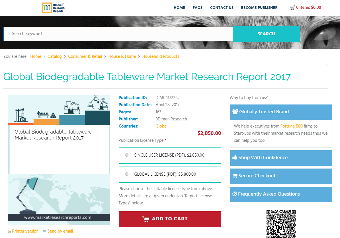 Global Biodegradable Tableware Market Research Report 2017'
