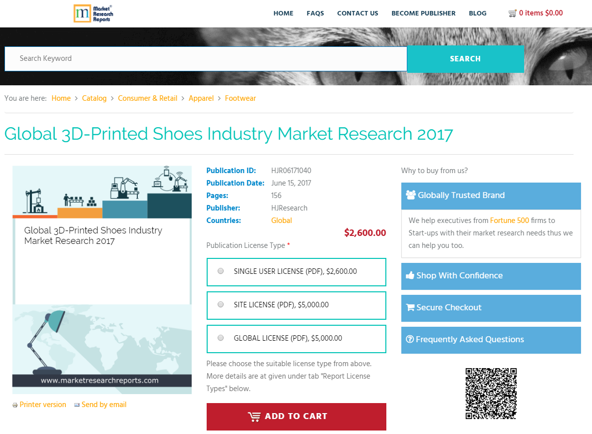 Global 3D-Printed Shoes Industry Market Research 2017'