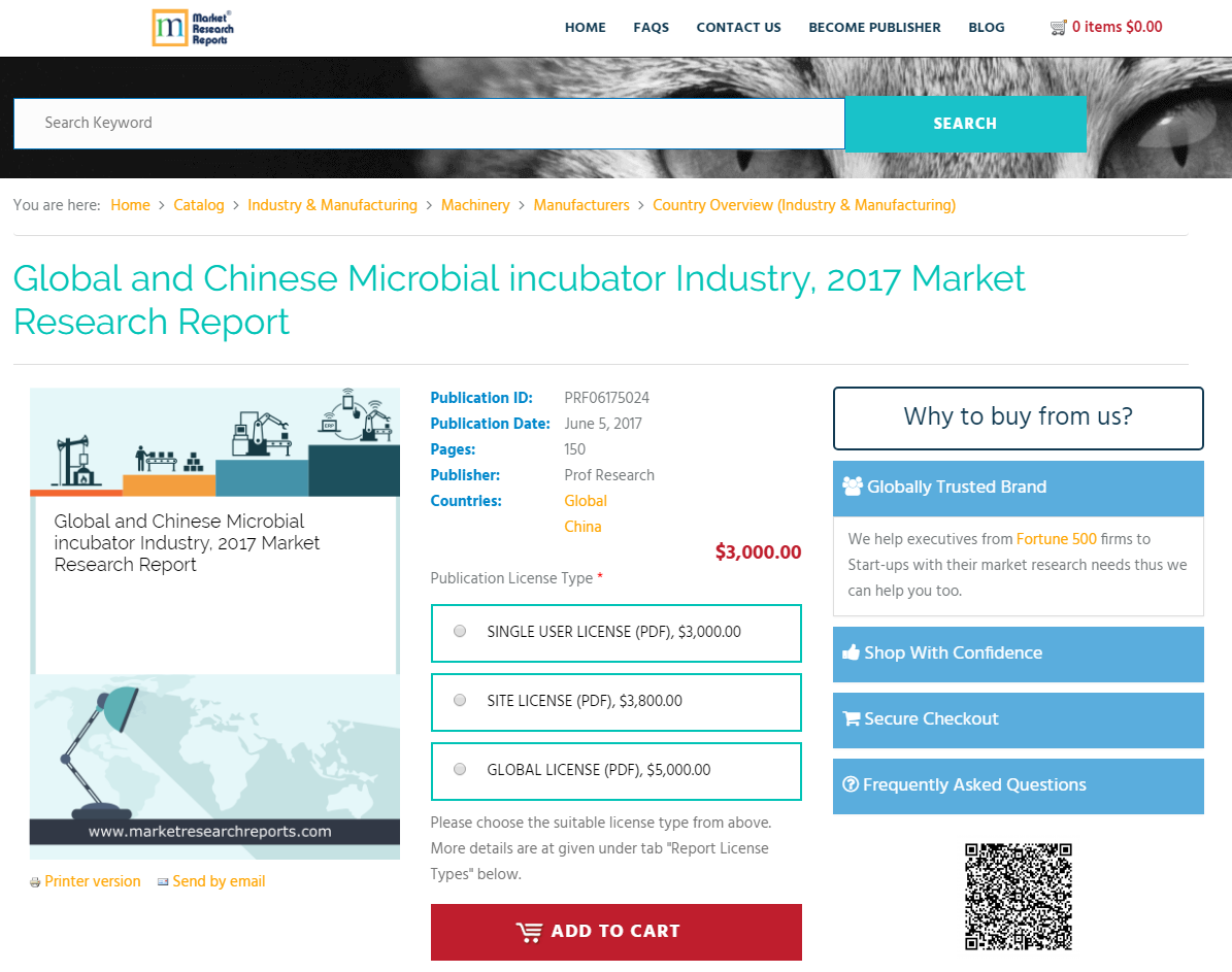 Global and Chinese Microbial incubator Industry, 2017 Market