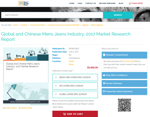 Global and Chinese Mens Jeans Industry, 2017 Market Research'
