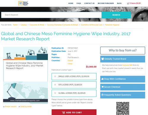 Global and Chinese Meso Feminine Hygiene Wipe Industry, 2017'
