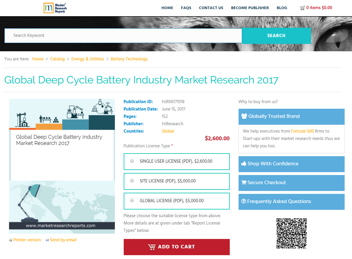 Global Deep Cycle Battery Industry Market Research 2017