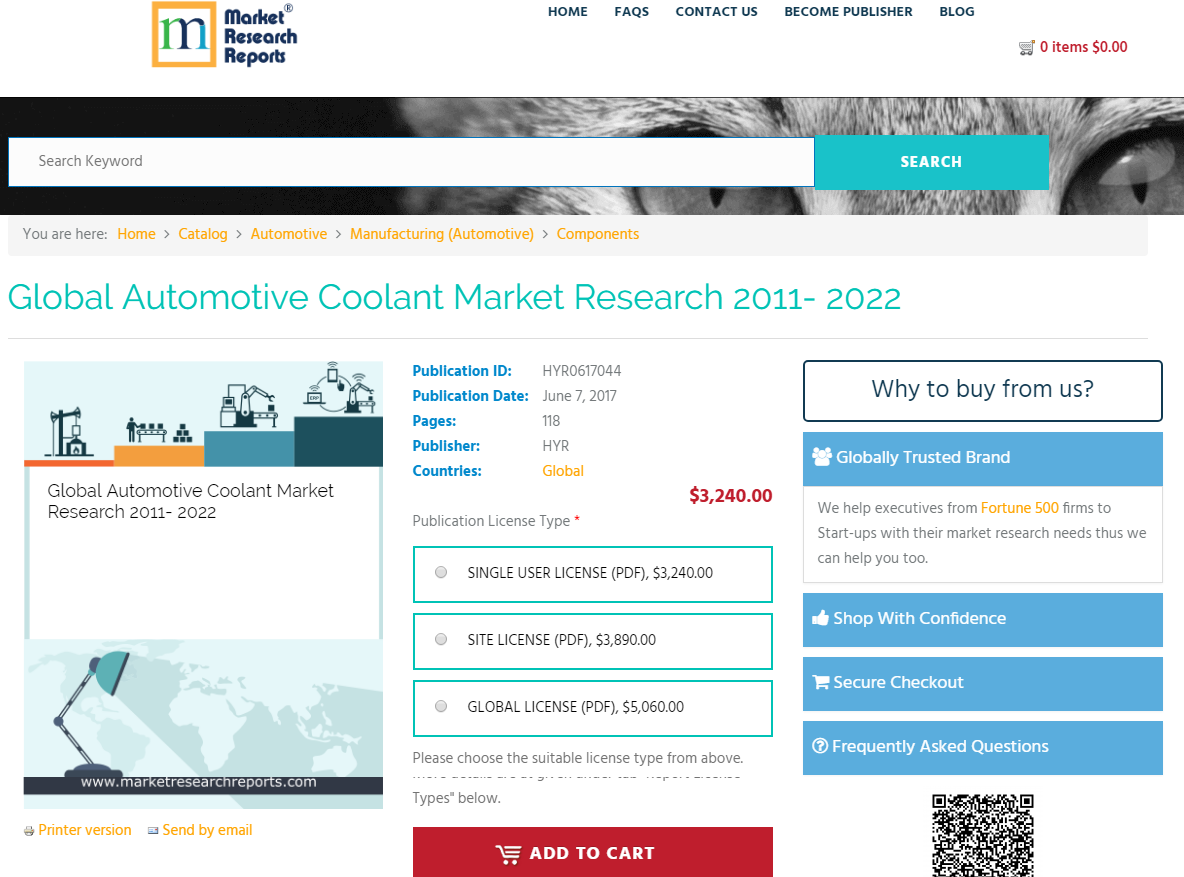 Global Automotive Coolant Market Research 2011 - 2022'