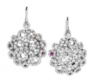 Mauresque Womens 18K White Gold Diamond Pave Dangle Earrings