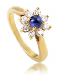 Tiffany Co. 18K Yellow Gold Diamond and Sapphire Flower Ring