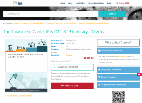 The Taiwanese Cable, IP &amp; OTT STB Industry, 2Q 2017'