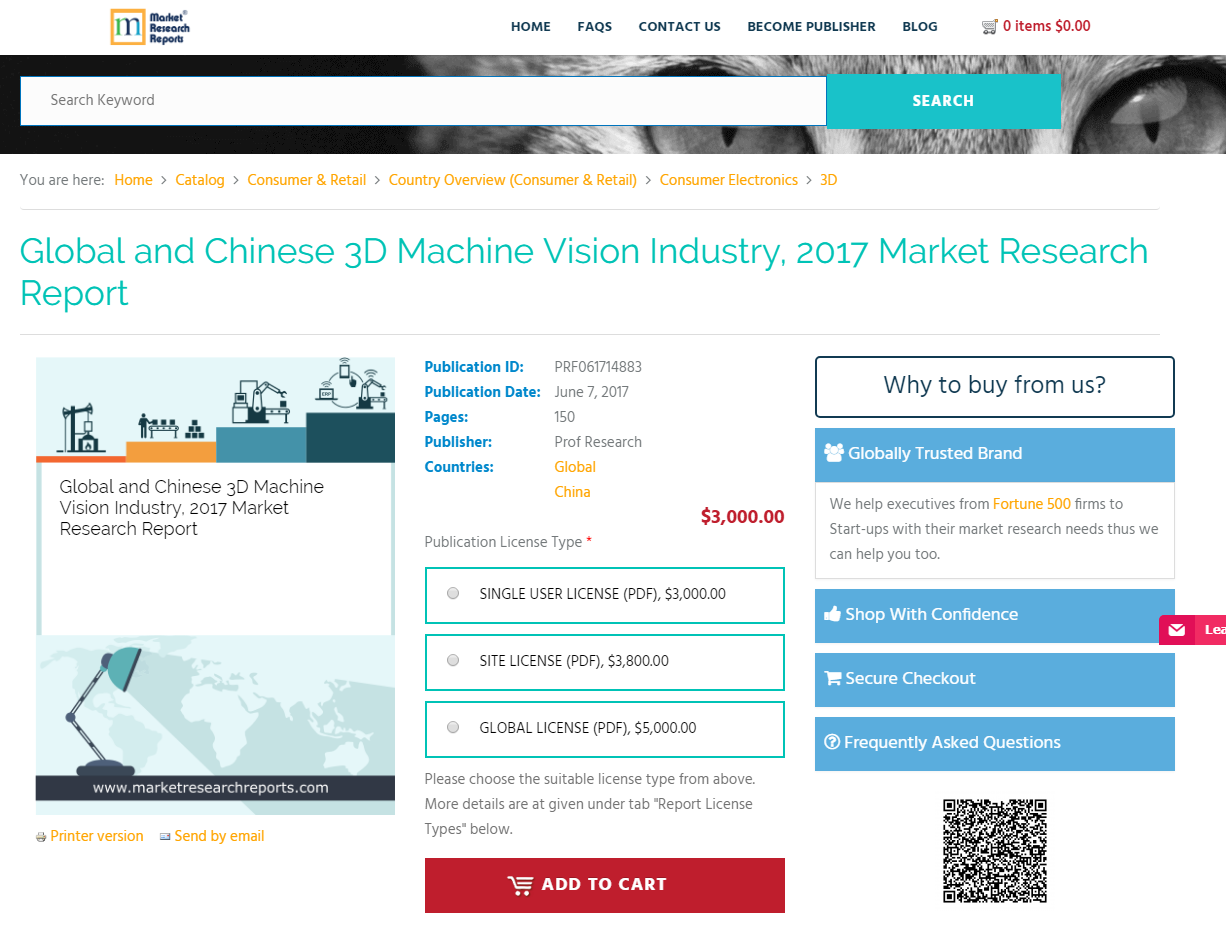 Global and Chinese 3D Machine Vision Industry, 2017