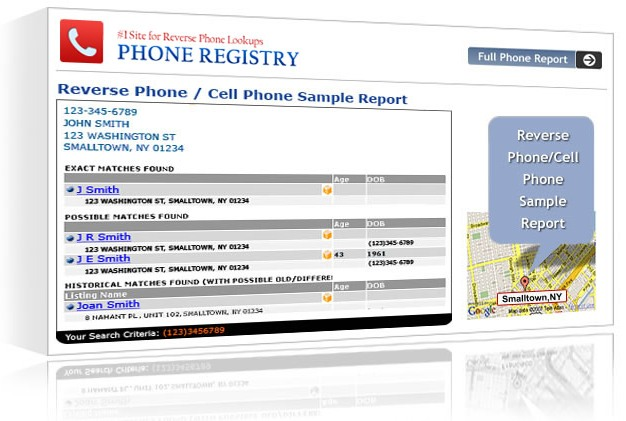 Sample of a completed cell phone number trace.'