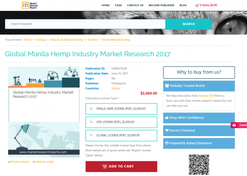 Global Manila Hemp Industry Market Research 2017'