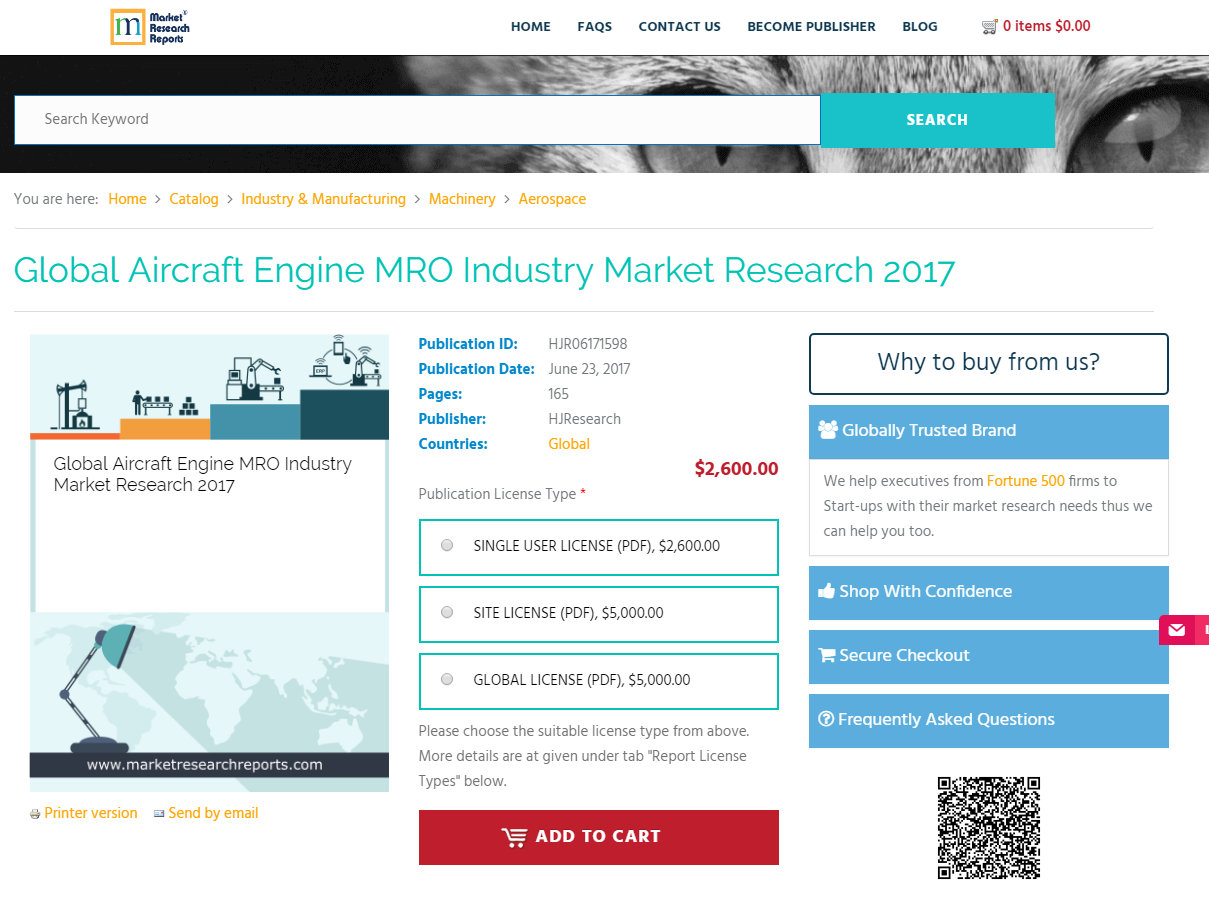 Global Aircraft Engine MRO Industry Market Research 2017'