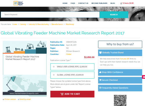 Global Vibrating Feeder Machine Market Research Report 2017'