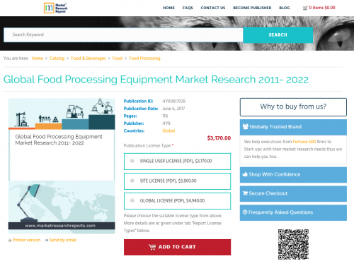 Global Food Processing Equipment Market Research 2011 - 2022'