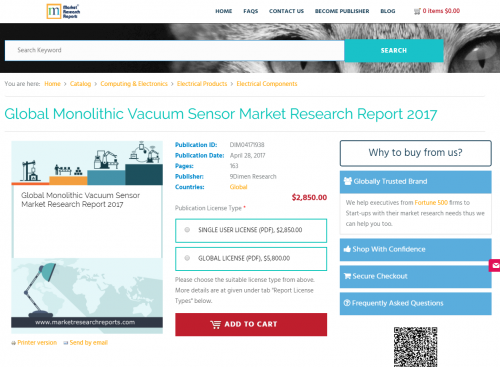 Global Monolithic Vacuum Sensor Market Research Report 2017'